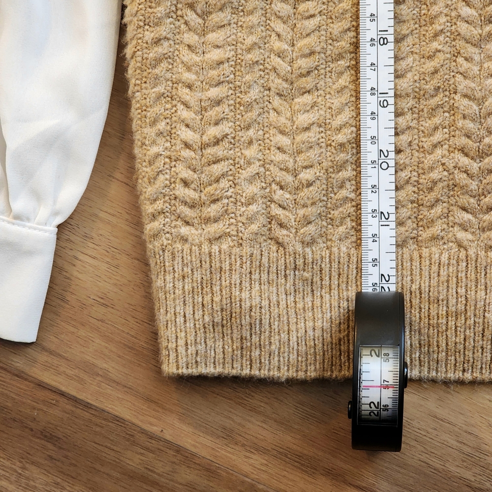 CeCe Soft Tan Knit Vest With Collar And Sleeves - Picture 11 of 13